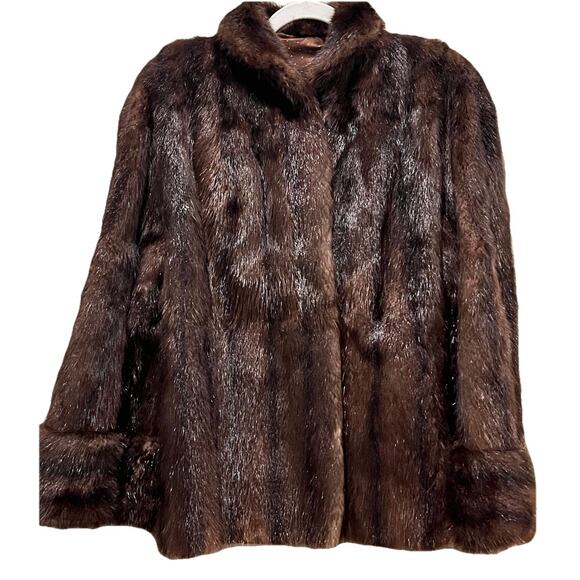 Vintage Edelberg’s Mink Fur Coat Med M Handmade Collar Hook Eye Close w/ Pockets - Picture 1 of 10